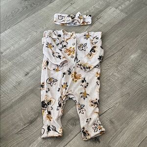 Jessica Simpson - Floral Baby Onesie with Headband - 6-9 Months